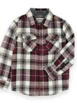 Sovereign Code Kids'  Redwood Button Down Shirt In Dk Red/luke Plaid