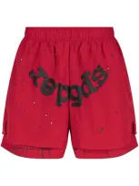 Sp5der Og Web Double Layer Shorts In Red