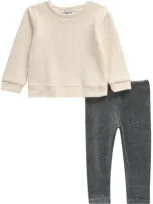 Splendid Babies'  Textured Sweatshirt & Leggings Set In Vanilla