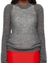 Sportmax Gray Stretch Alpaca & Wool Crewneck Sweater In 003 Medium Grey