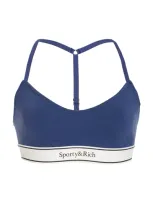 Sporty And Rich Stretch-nylon Sports Bra Top In Navy