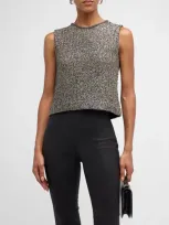 St John Sequin Knit Sleeveless Top In Olive