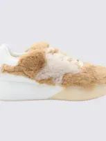 Stella Mccartney Beige And White Canvas Loop Sneakers