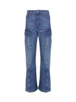 Stella Mccartney Cargo Retrò Jeans In Cotton Denim In 70s Blue