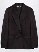 Stella Mccartney Chocolate-coloured Wool Double-breasted Jacket In Marrone