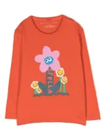 Stella Mccartney Babies' Flower-print Long-sleeve T-shirt In Orange