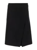 Stella Mccartney Front-split Felted A-line Skirt In Black