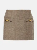 Stella Mccartney Herringbone Wool-blend Miniskirt In Brown