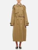 Stella Mccartney Oversized Cotton Trench In Brown