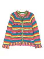 Stella Mccartney Rainbow Stripe Crochet Jumper In Rosa