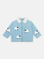 Stella Mccartney Kids' Sheep Pattern Denim Jacket In Blue And White