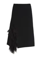 Stella Mccartney Stretch-wool Tulle Feather-trim Skirt In Black