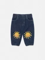 Stella Mccartney Sun Printed Denim Joggers In Blue