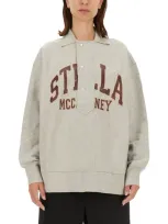 Stella Mccartney Varsity Logo Oversize Cotton Graphic Sweatshirt In Grey