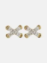 Stone And Strand Diamond Cross Stitch 14kt Gold Stud Earrings With White Diamonds