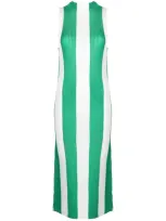 Sunnei Horizontal-pattern Print Midi Dress In Green