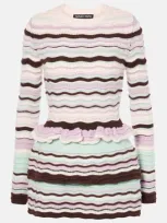 Susan Fang Striped Ribbed-knit Top In Pink