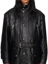 System Black Safari Faux-leather Jacket In Bk Black