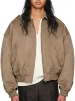 System Brown Spread Collar Faux-leather Bomber Jacket In Db Dark Brown