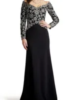 Tadashi Shoji Floral-embroidered Dress In Black/ivory