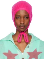 The Elder Statesman Pink Knit Bonnet In 672 Electric Pink