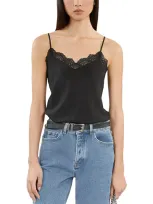 The Kooples Silk Lace Trim Camisole In Black