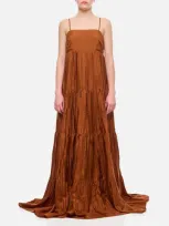 The Rose Ibiza Formentera Silk Maxi Dress In Brown