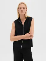 Theory Hooded Zip-up Vest In Double-face Wool-cashmere In Black