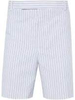 Thom Browne Striped Seersucker Cotton Shorts In Blue