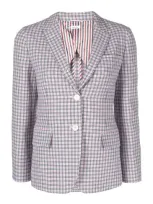 Thom Browne Check Crepe Single-breasted Blazer In Multicolor