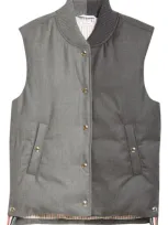 Thom Browne Fun-mix Classic Down Vest In Medium Grey