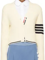 Thom Browne Off-white 4-bar Cardigan In Multicolor