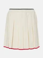 Thom Browne Pleated Wool-blend Miniskirt In White