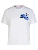 Thom Browne Rose Printed Crewneck T In White