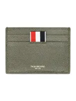 Thom Browne Single Card Holder In Dk Green