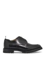 Thom Browne Apron Stitch Leather Derby Shoes In Black