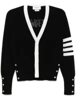 Thom Browne Striped Cardigan In Black