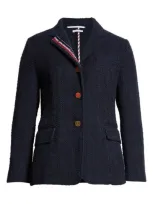 Thom Browne Unconstructed Tweed Blazer In Navy