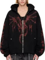 Thug Club Dragon Stud Zip Up Hoodie In Black