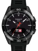 Tissot T-touch Connect Sport Solar Smart Silicone Strap Watch, 43.75mm In Black