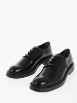 Tod's Brushed Leather Derby Shoes In Black