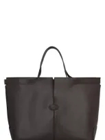 Tod's Folio Leather Tote In Brown