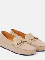 Tod's Gommino Leather Loafers In Beige