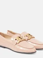 Tod's Kate Croc-effect Leather Loafers In Beige