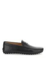 Tod's Leather Gommino Driver Loafers In Nero