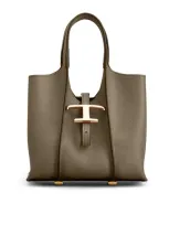 Tod's T Timeless Shopping Bag In Leather Micro In Verde