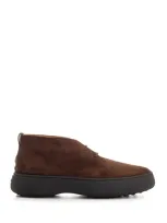 Tod's Suede Ankle Boots In Marrone Africa