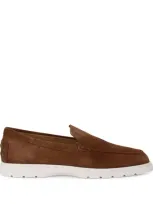 Tod's Suede Ibridro Loafers In Brown