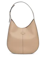 Tod's Small Dove Grey Hobo Tote Bag In Beige