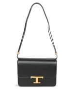 Tod's Logo Flap Shoulder Bag In Black